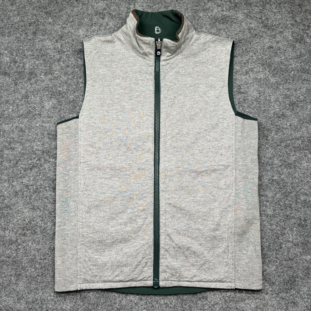 B Draddy Vest Mens M Green Gray Reversible Full Zip Golf Quilted Embroidered - Picture 8 of 10